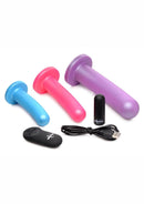 Strap U Triple Peg 28X Vibrating Rechargeable Silicone Dildo Set with Remote Control (5 piece)