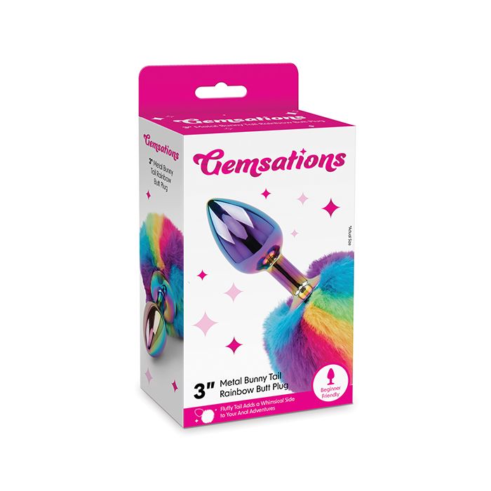 Gemsations 2.95in Metal Bunny Tail Rainbow Butt Plug Gemsations 2.95in Metal Bunny Tail Rainbow Butt Plug
