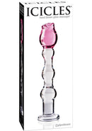 Icicles No 12 Glass Rose Dildo - Clear/Pink