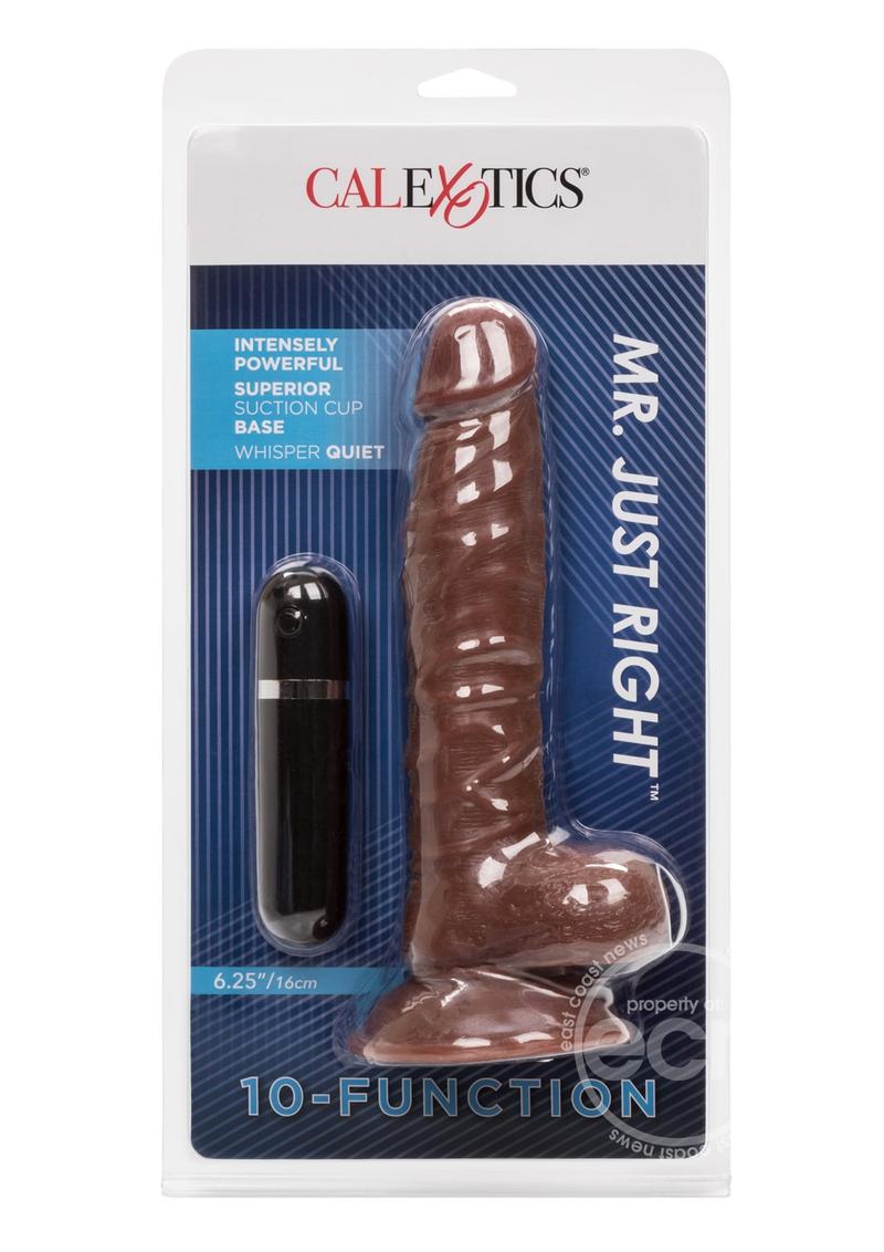 10-Function Mr. Just Right 6.25" Vibrating Dildo with Suction Cup & Wired Controller