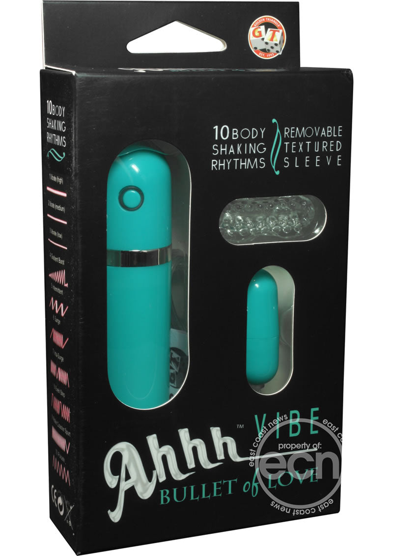 Ahhh Vibe Bullet Of Love Wired Bullet Vibrator with Textured Jelly Sle Ahhh Vibe Bullet Of Love Wired Bullet Vibrator with Textured Jelly Sle