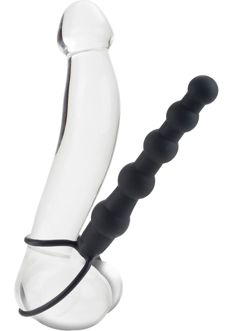 Silicone Love Rider Beaded Dual Penetrator - Black Silicone Love Rider Beaded Dual Penetrator - Black