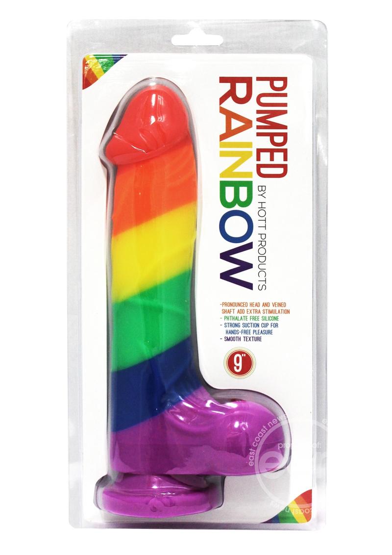 Pumped Rainbow Silicone Dong 9-inch Pumped Rainbow Silicone Dong 9-inch