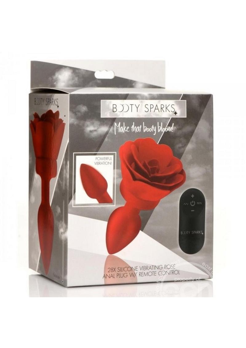 Booty Sparks - 28x Rechargeable Silicone Vibrating Rose Anal Plug with Booty Sparks - 28x Rechargeable Silicone Vibrating Rose Anal Plug with