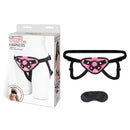 Lux Fetish Pink Velvet Adjustable Strap-On Harness with Bullet Pocket