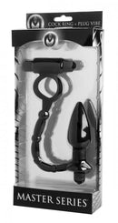 Master Series Viaticus Dual Vibrating Cock Ring and Vibrating Anal Plug - Black