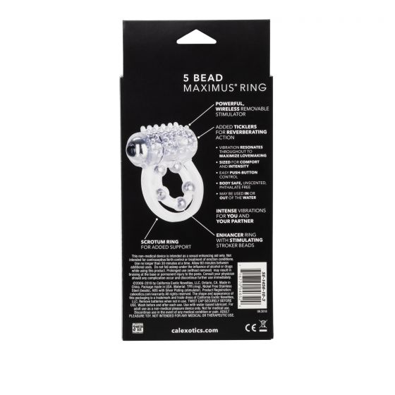 5-Bead Vibrating Maximus Penis Ring - Clear