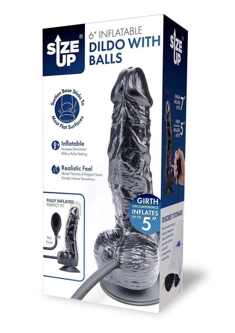 SIZE UP 6" INFLATABLE DILDO WITH BALLS