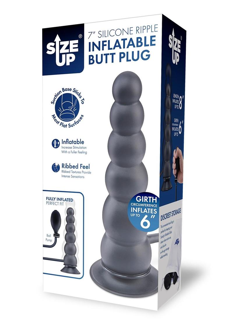 SU 7" SILICONE RIPPLE INFLATAB BUTT PLUG