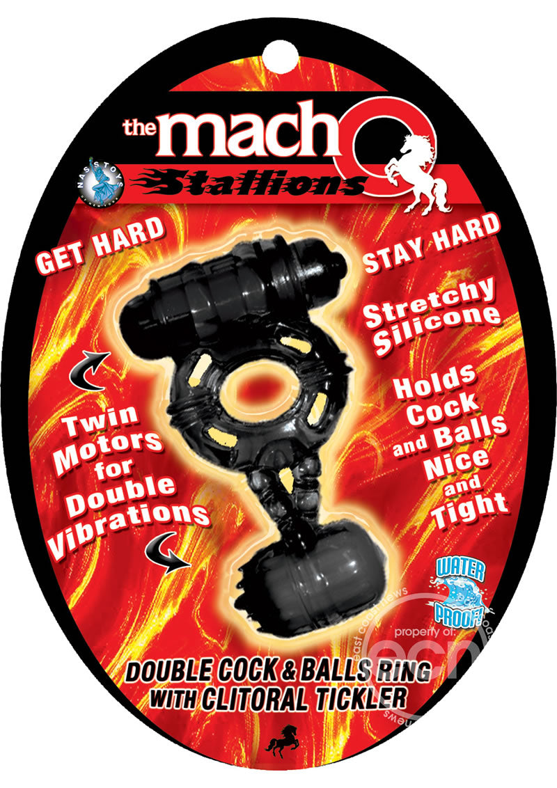 The MachO Stallions Double Cock and Ball Vibrating Silicone Cock Ring