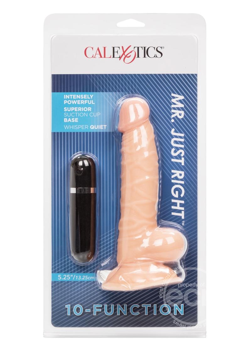 10-Function Mr. Just Right 5.25" Vibrating Dildo with Suction Cup & Wired Controller