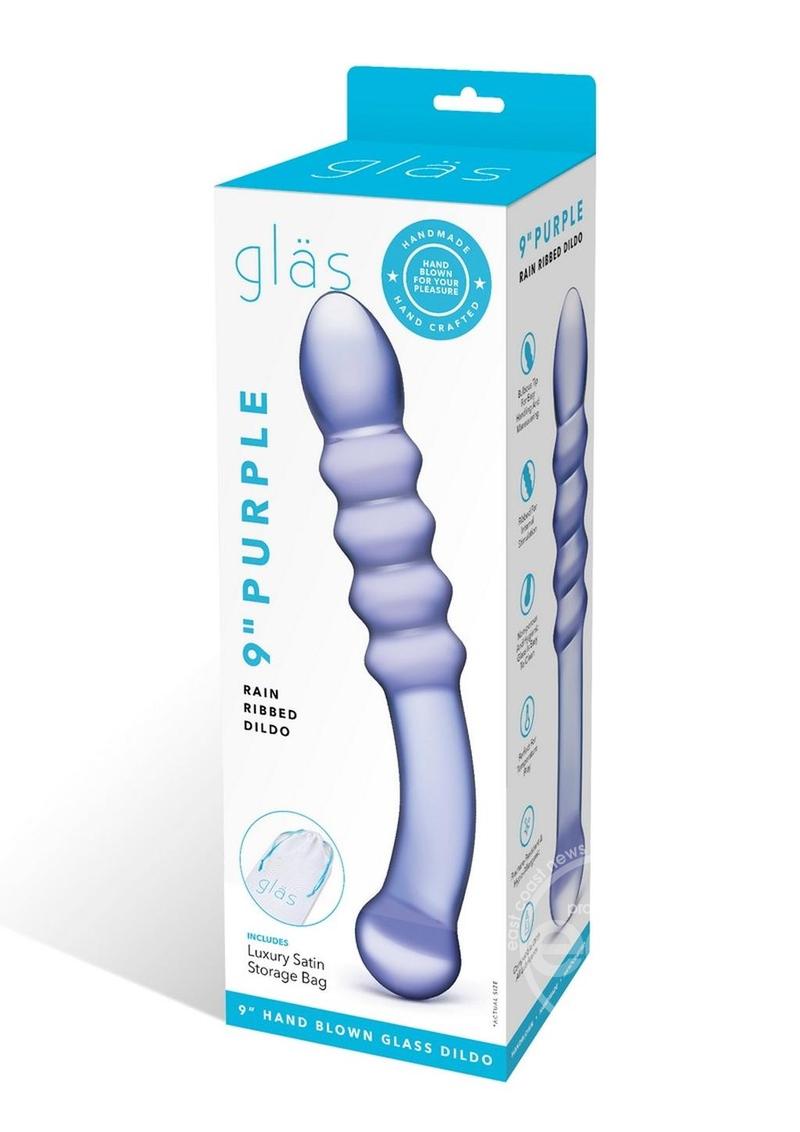 Gläs Purple Rain Ribbed Dildo