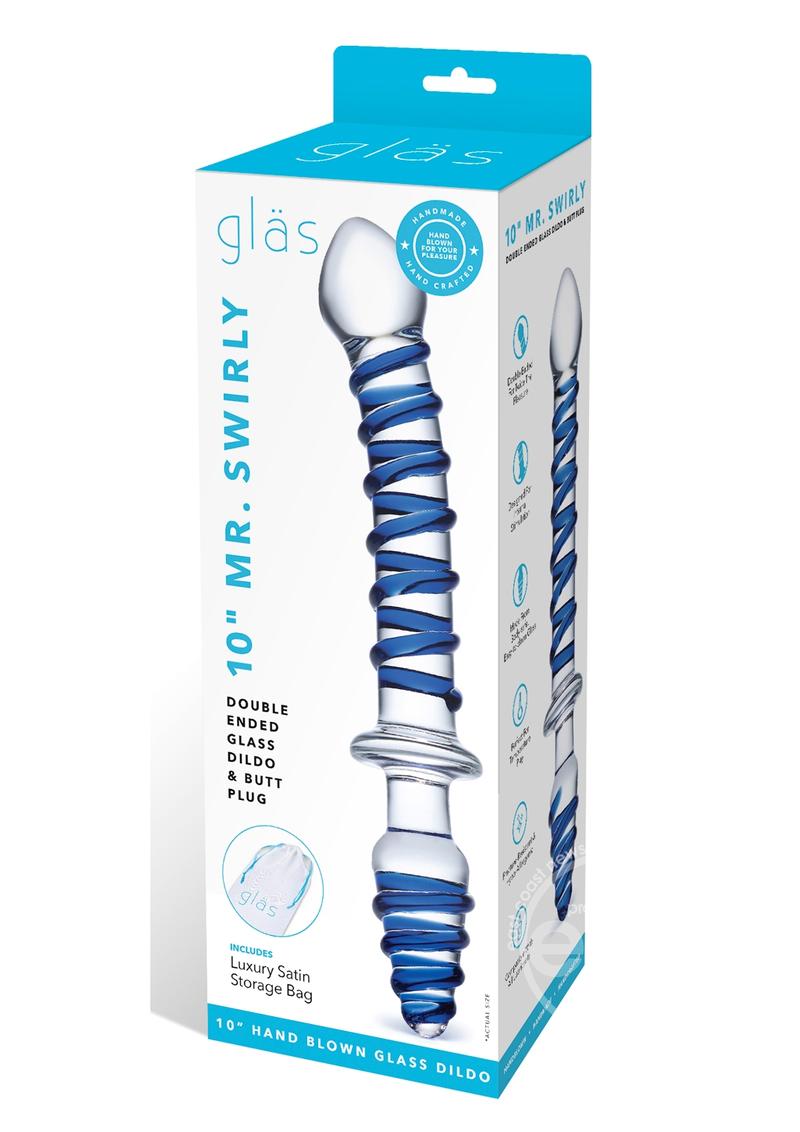 Glas Mr Swirly Double Ended Glass Dildo & Butt Plug 10in