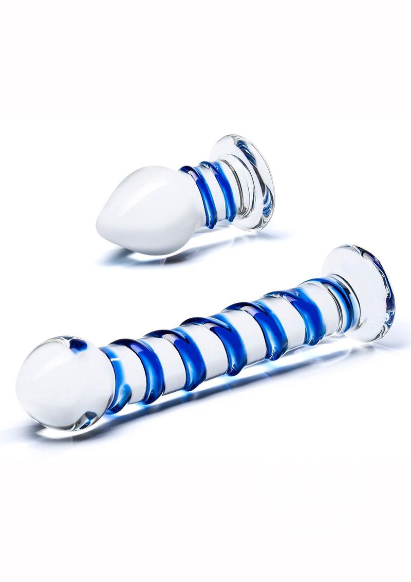 Glas Swirly Dildo & Buttplug Set (2 piece)