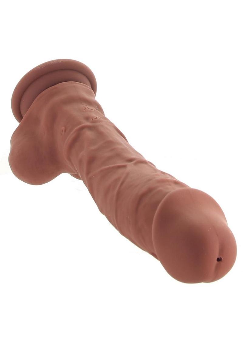 Big Shot Rechargeable Silicone Vibrating Squirting Dong with Balls 8in