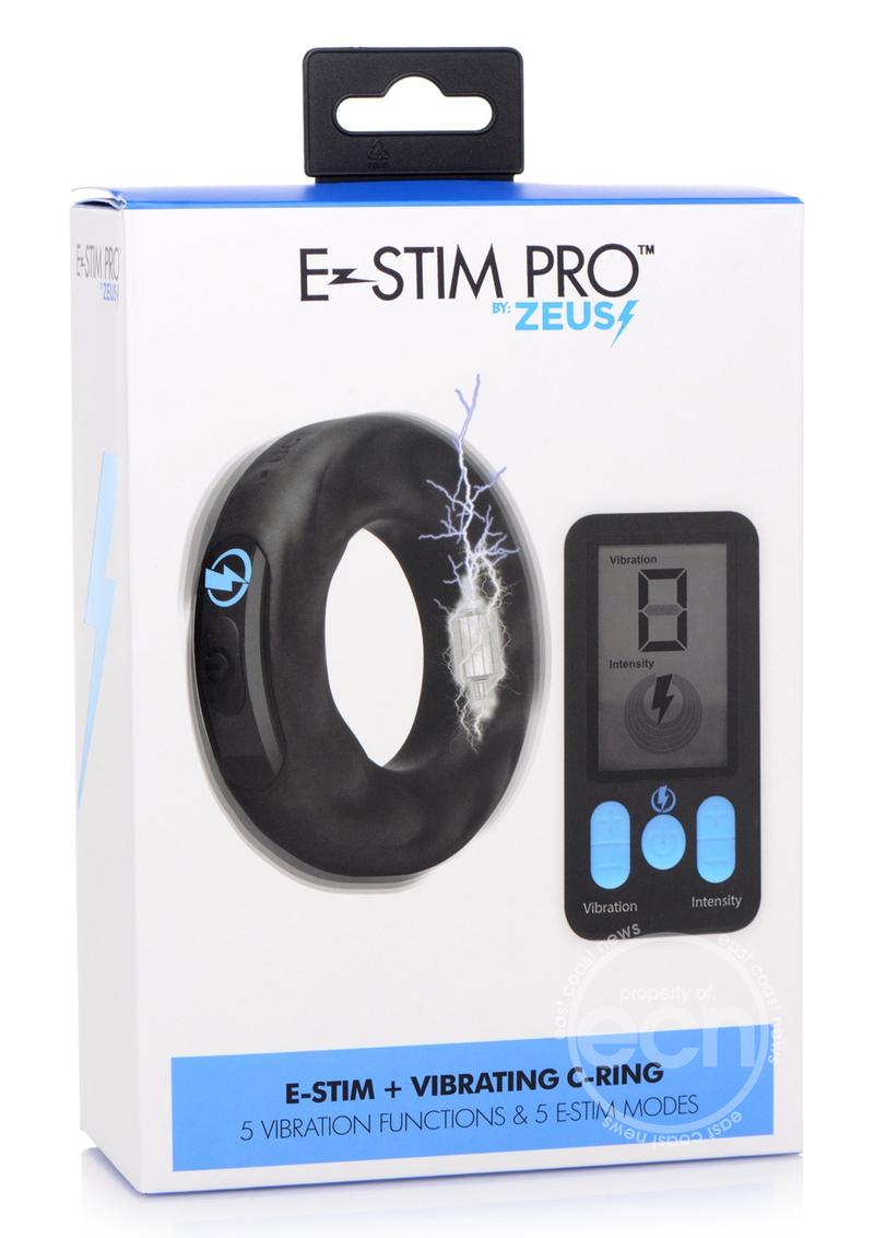 Zeus Vibrating & E-Stim Silicone Rechargeable Cock Ring with Remote Control