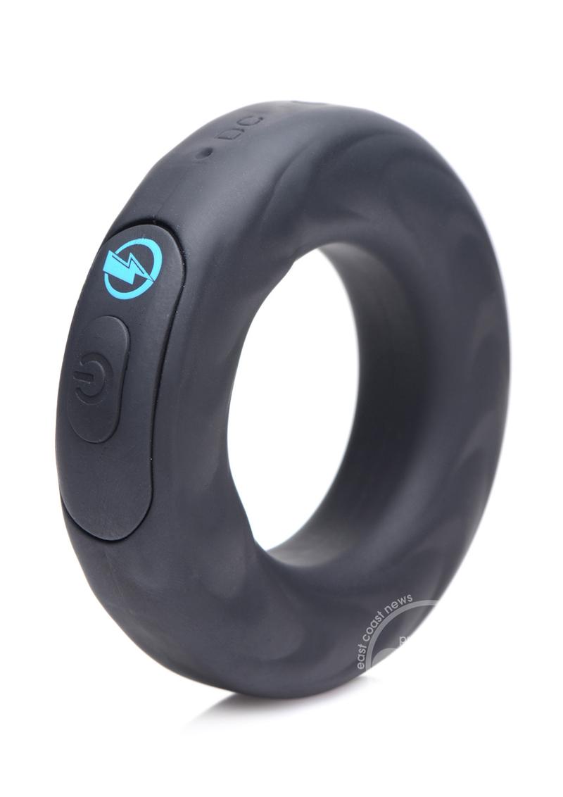 Zeus Vibrating & E-Stim Silicone Rechargeable Cock Ring with Remote Control