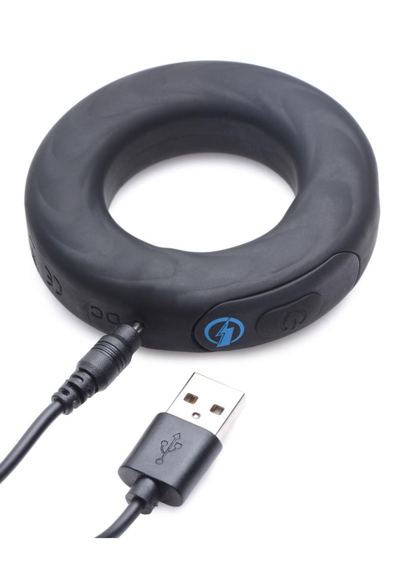 Zeus Vibrating & E-Stim Silicone Rechargeable Cock Ring with Remote Control