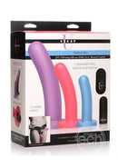 Strap U Triple Peg 28X Vibrating Rechargeable Silicone Dildo Set with Remote Control (5 piece)