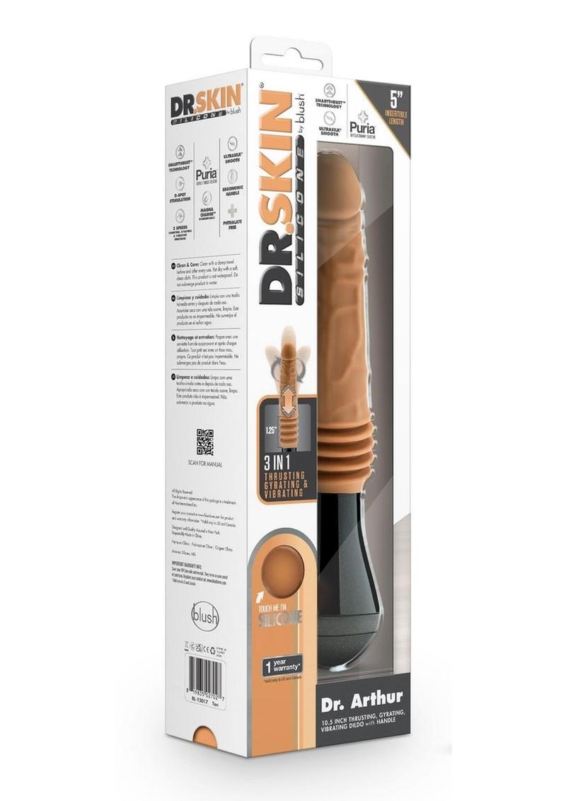 Dr. Skin Platinum Collection Silicone Dr. Arthur Rechargeable Thrusting Gyrating Vibrating Dildo 10.5in