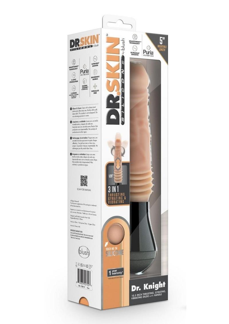 Dr. Skin Platinum Collection Silicone Dr. Knight Rechargeable Thrusting Gyrating Vibrating Dildo 10.5in