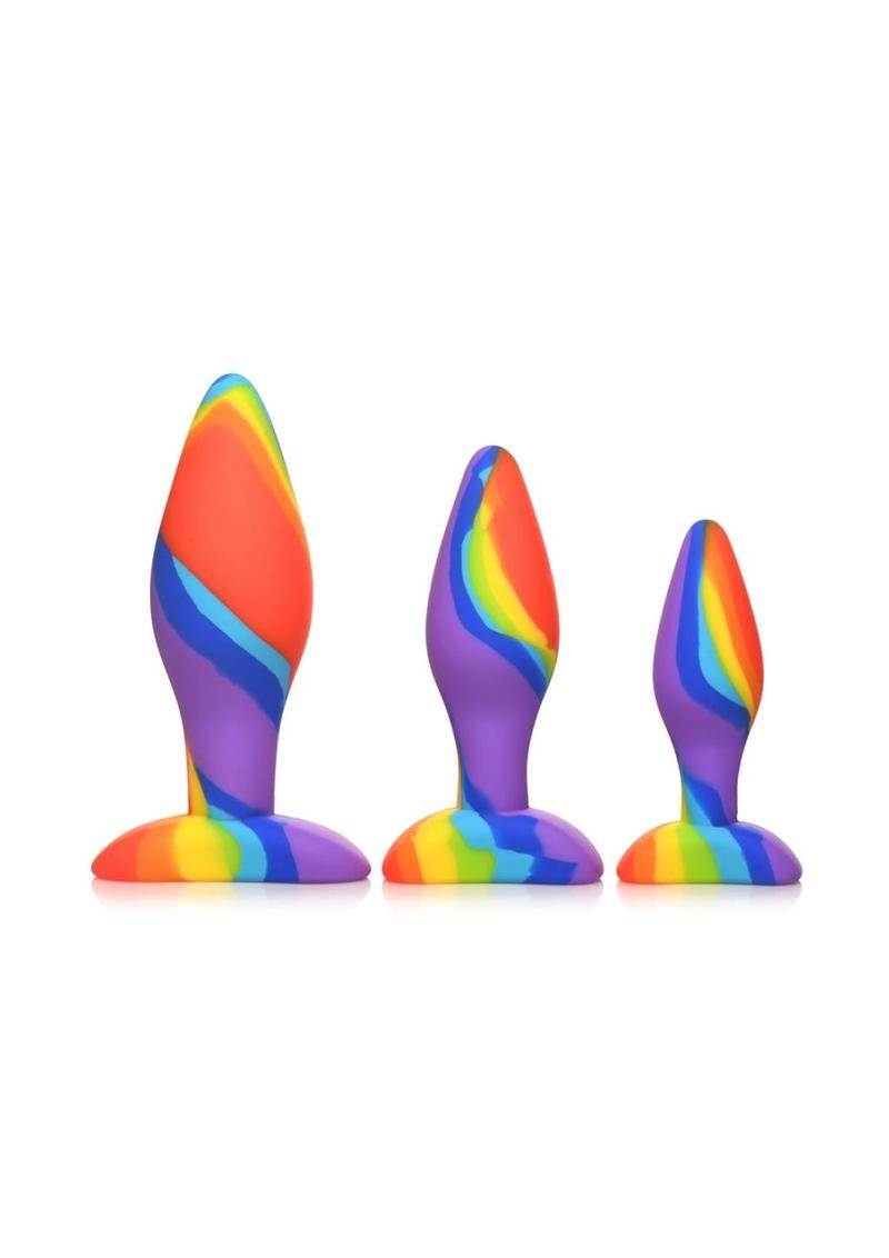 Simply Sweet Rainbow Silicone Butt Plug Set (3 Piece)