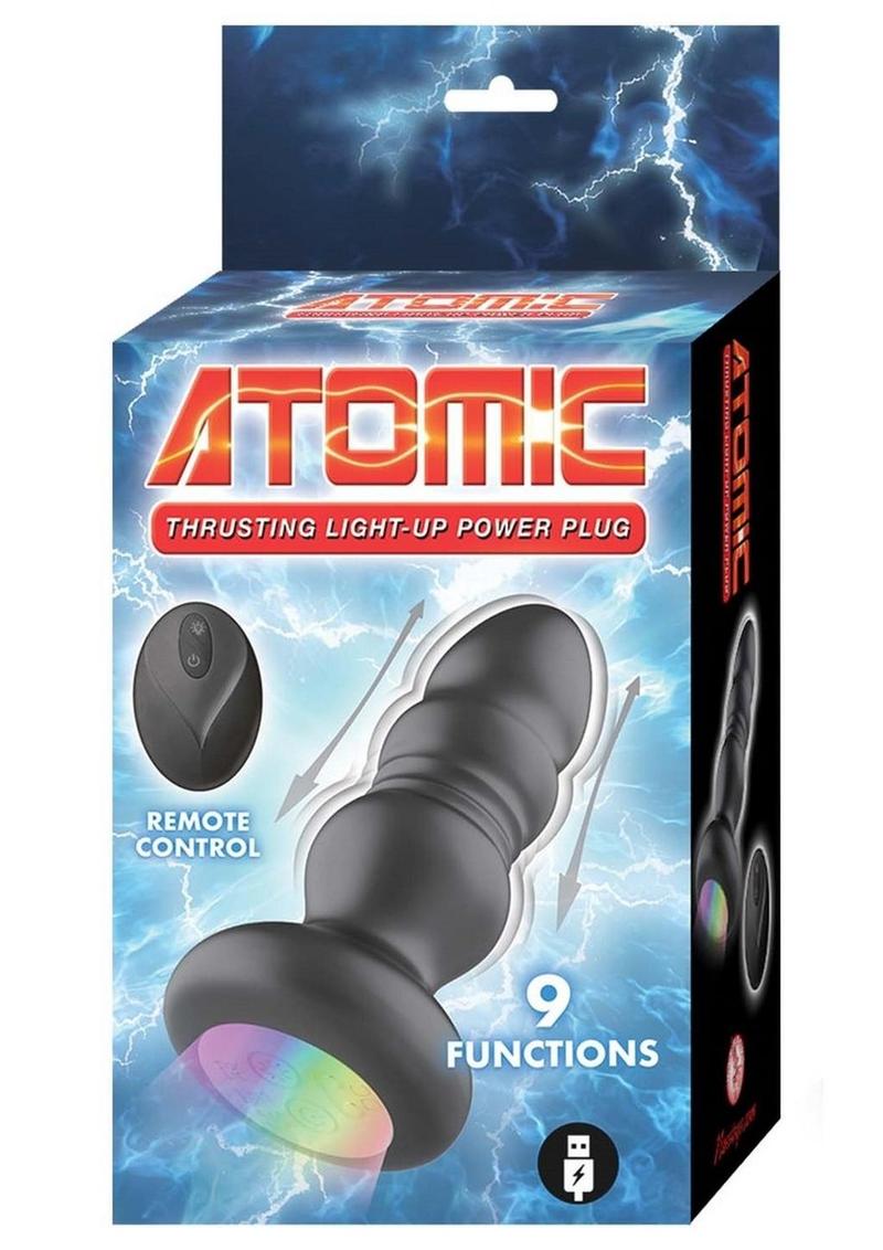 Atomic Thrusting Light-Up Rechargeable Silicone Power Plug with Remote Control