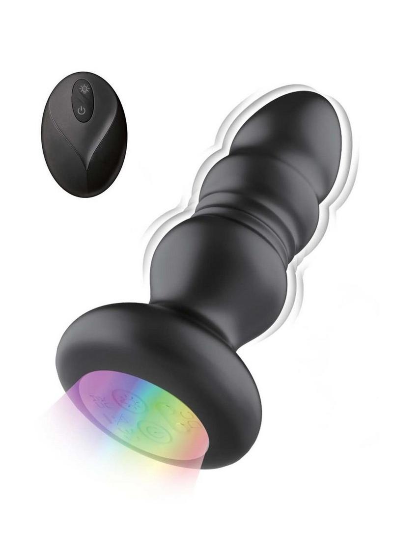 Atomic Thrusting Light-Up Rechargeable Silicone Power Plug with Remote Control