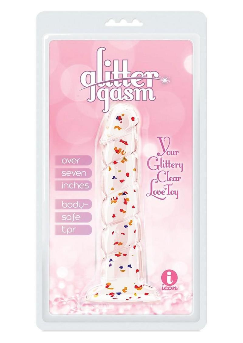 Glittergasm Swirl Clear Dildo with Suction Cup