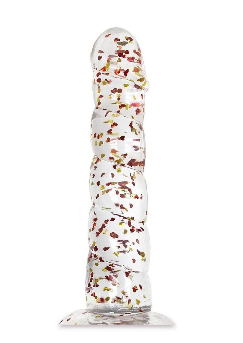 Glittergasm Swirl Clear Dildo with Suction Cup