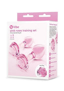 B-Vibe Pink Roses Glass Butt Plug Training Set 2Pc