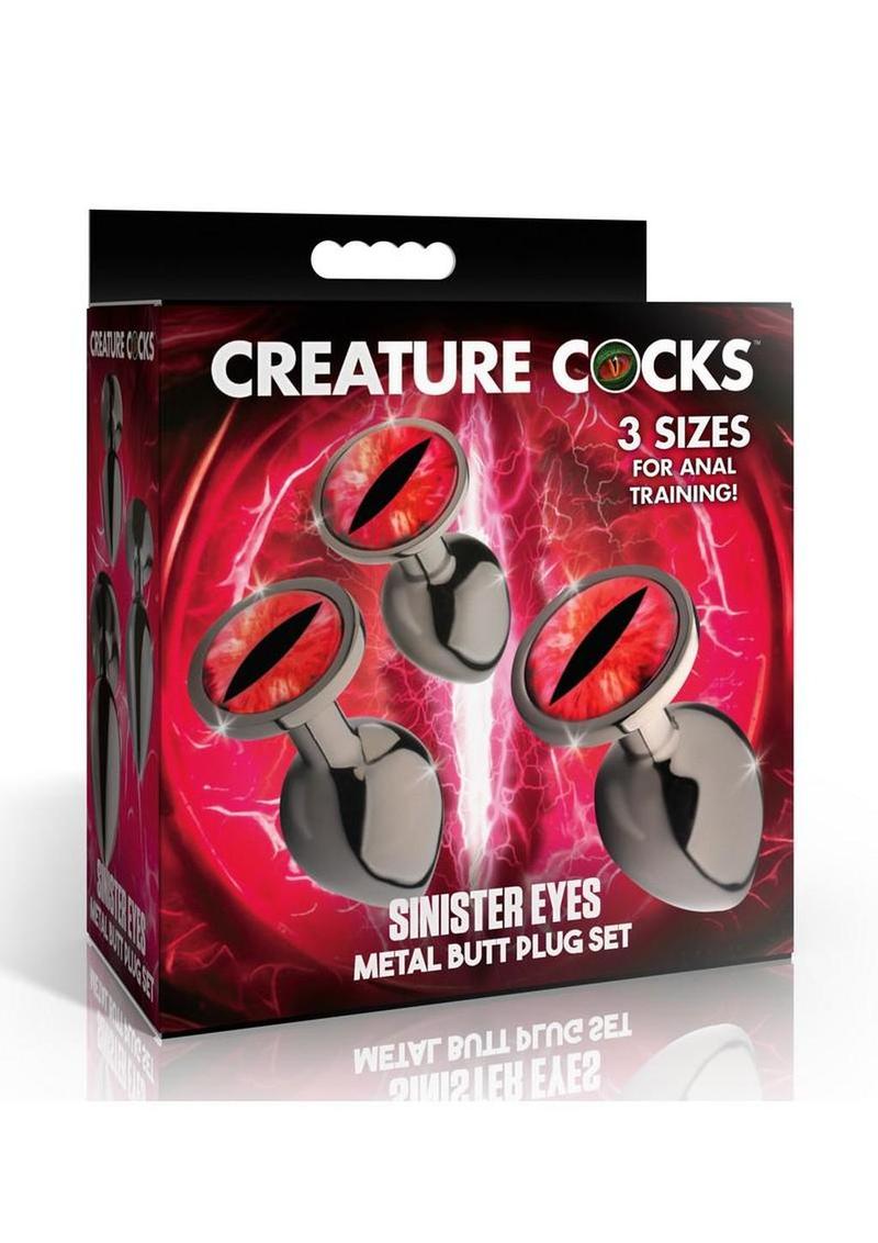 Creature Cocks Red Eye Metal Butt Plug Set (3 Piece)
