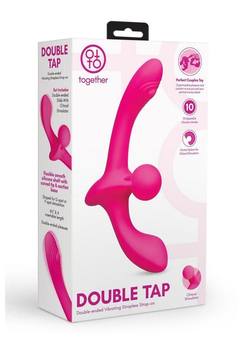 Together Double Tap Rechargeable Silicone Double-Ended Vibrating Strapless Strap-On