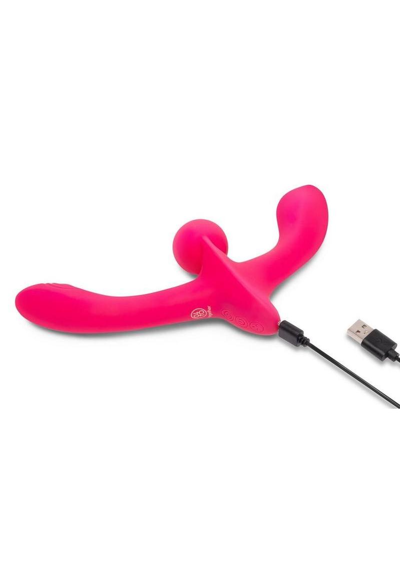 Together Double Tap Rechargeable Silicone Double-Ended Vibrating Strapless Strap-On