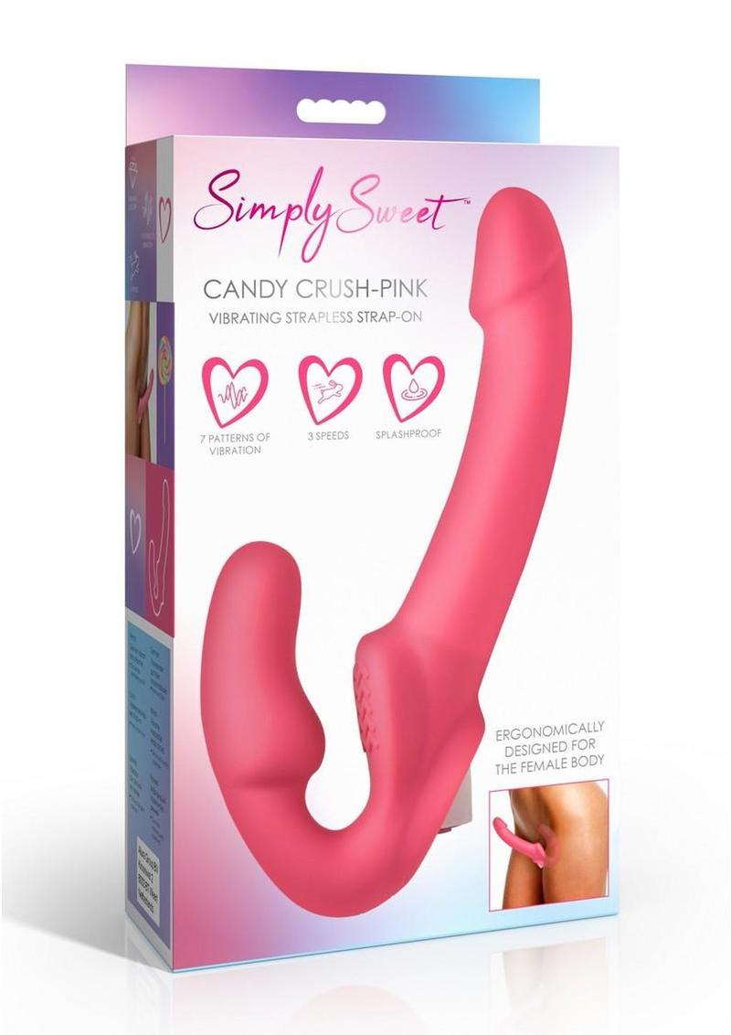Simply Sweet Candy Crush Vibrating Rechargeable Silicone Strapless Strap-On