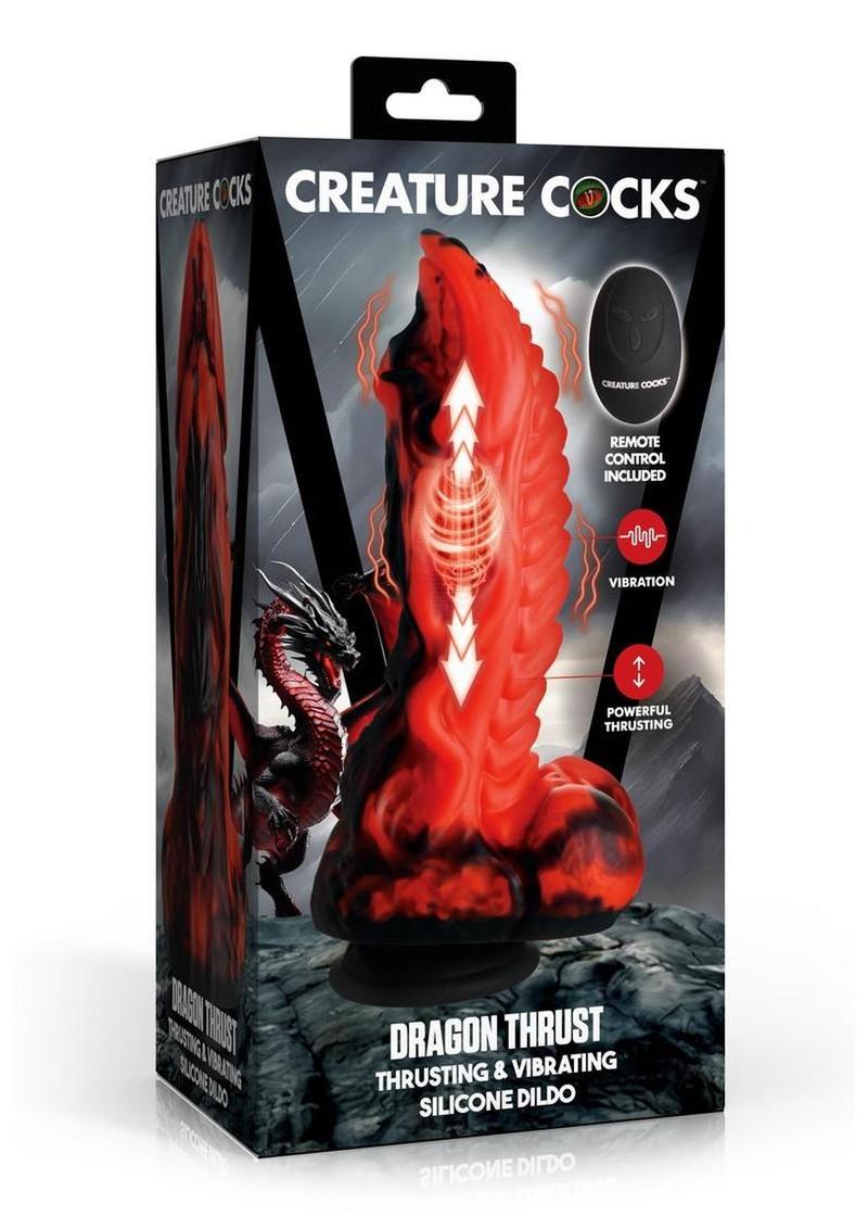 Dragon Thrust Rechargeable Silicone Thrusting & Vibrating Dildo