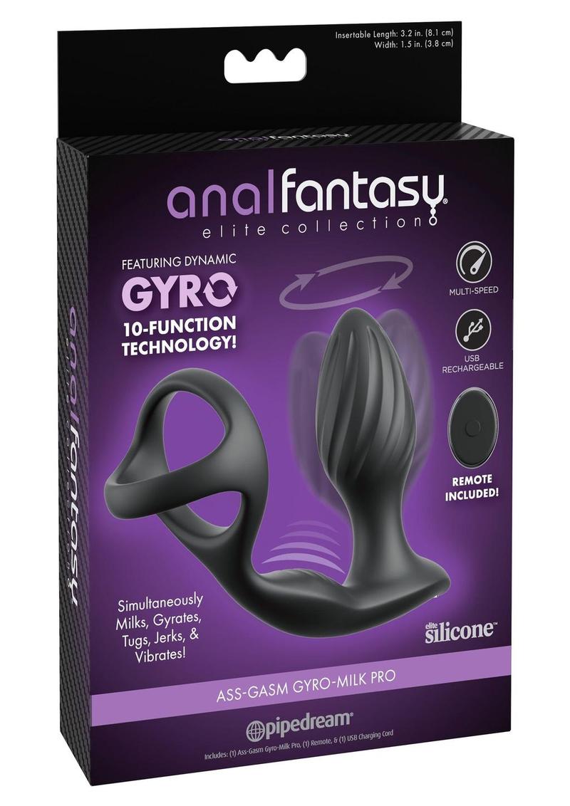 Anal Fantasy Elite Ass-Gasm Gyro-Milk Pro Cock Ring with Butt Plug and Remote Control