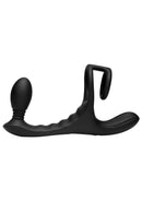 Jock Triple Rush Rechargeable Silicone Vibrating C-Ring & Anal Plug with Remote Contol - Black