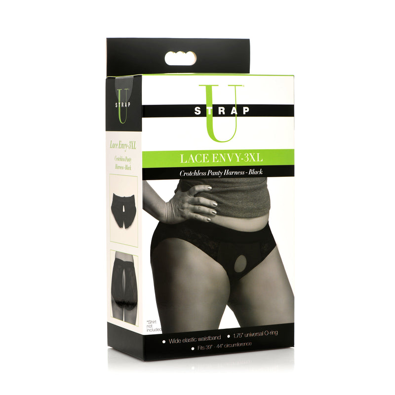 Lace Envy 3XL Crotchless Panty Harness - Black