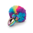 Gemsations 2.95in Metal Bunny Tail Rainbow Butt Plug