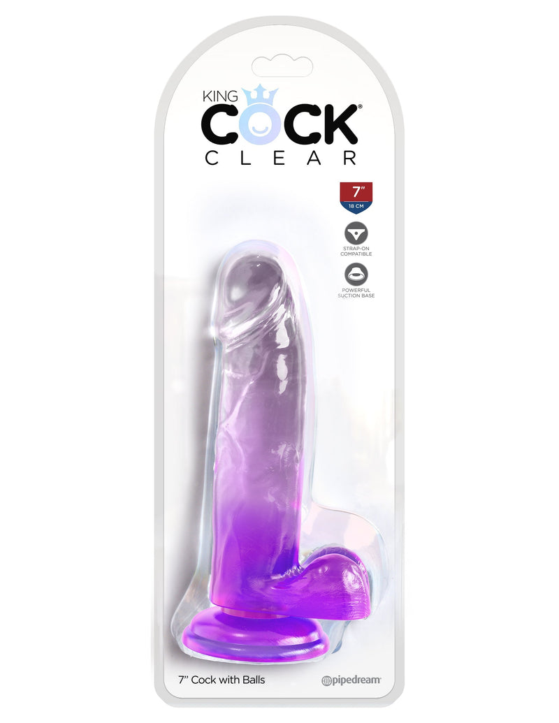 King Cock Clear Dildo with Balls 7in