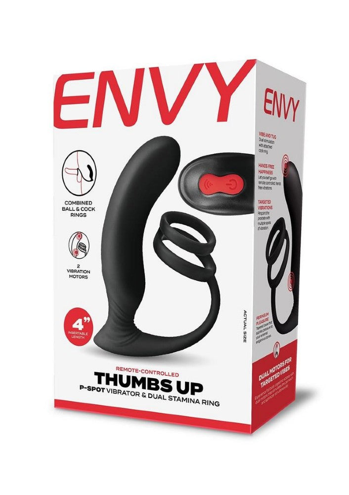 Envy - Remote Controlled Thumbs Up P-Spot Vibrator & Dual Stamina Ring