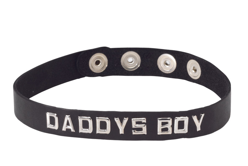 Spartacus Wordband "Daddy's Boy" Leather Collar - Black