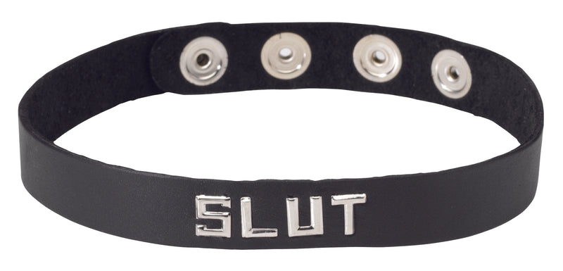 Spartacus Wordband "Slut" Leather Collar - Black