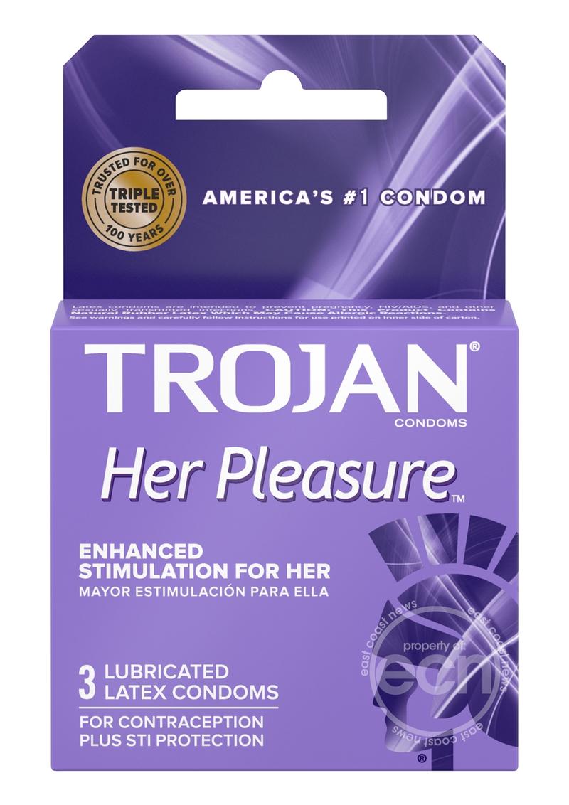 Trojan Her Pleasure Ribbed Condoms - 3-Pack