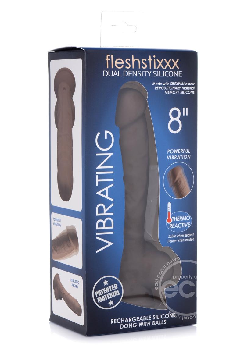 Fleshstixxx Silicone Rechargeable Vibrating Dong with Balls - 8in