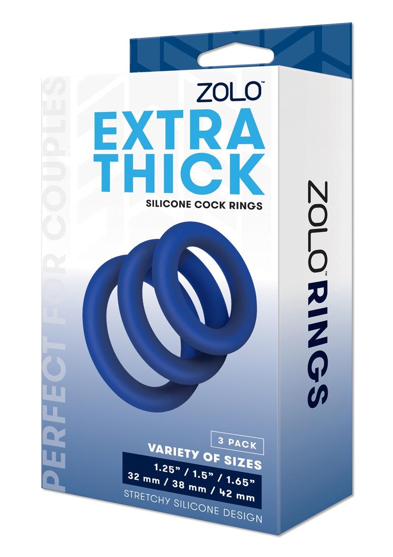 Zolo Extra Thick Silicone Cock Rings 3-Piece Set - Navy
