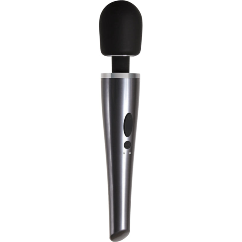 Mighty Metallic Wand Rechargeable Silicone Body Massager - Black
