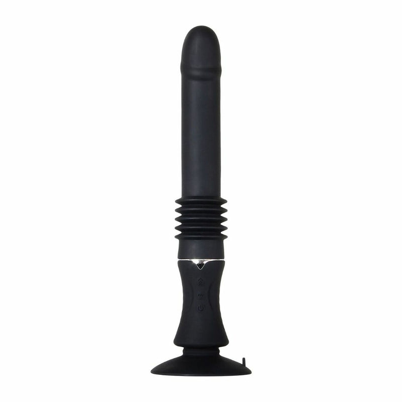 Love Thrust Rechargeable Silicone Thrusting Vibrator with Suction Cup Base - Black