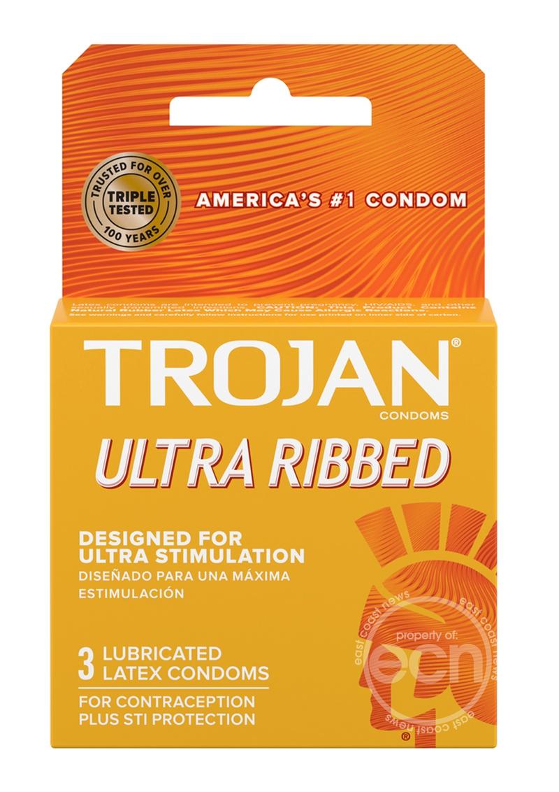 Trojan Ultra Ribbed Condoms - 3-Pack
